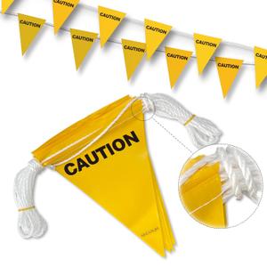 NACARUM OSHA 500LB Rated Flags (37FT String) Caution String Pennants Warn of Rooftop, Hazardous Areas, Traffic Control. Marking Construction Sites, Scaffolding, Sporting Events, Private Property.