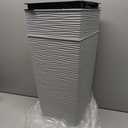 Mueller Janska M-Resin Heavy Duty Tall Planter, Indoor/Outdoor Grande Plant, Tree, Flower Pot, 2-Piece Set, 18, Modern Design, Built-in Drainage, Light Grey (18 x 9")