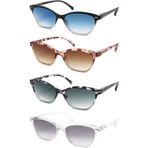 MODFANS Women Reading Glasses 4 Pack Sunglasses Readers Women Outdoor Blue Light Blocking Reading Glasses Anti Glare UV Filter Spring Hinge(Magnifying 2.25-Not Bifocals)