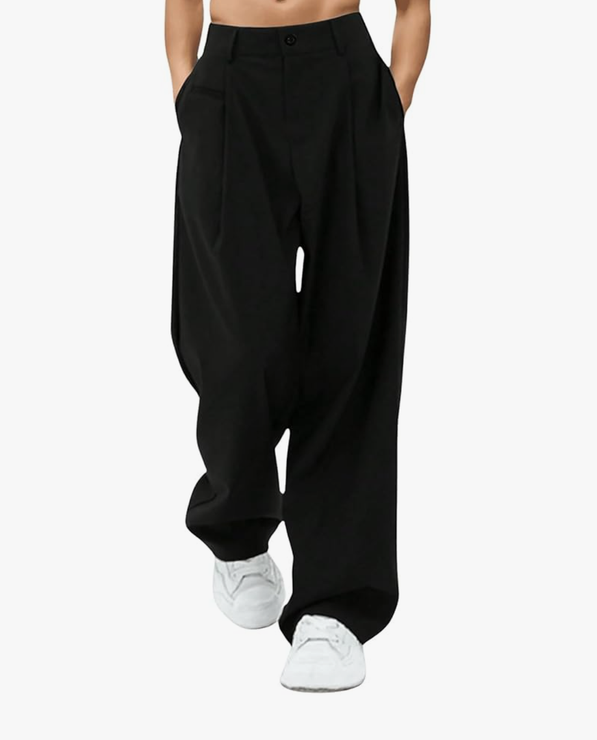 Fashion Pleated Low Waist Suit Pants Office Work Wide Leg Loose Long Pants with Pocket 4
