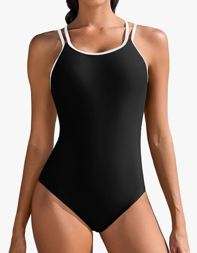 beautyin Women's One Piece Swimsuits Athletic Double Straps Slimming Bathing Suit Sports Swimwear Medium