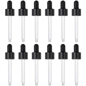 PATIKIL Glass Eye Dropper Caps, 12 Pcs Anodized Aluminum Glass Dropper Closure Top for 30ml(1oz) Essential Oils Bottle, Perfume, Lab Experiments, Black