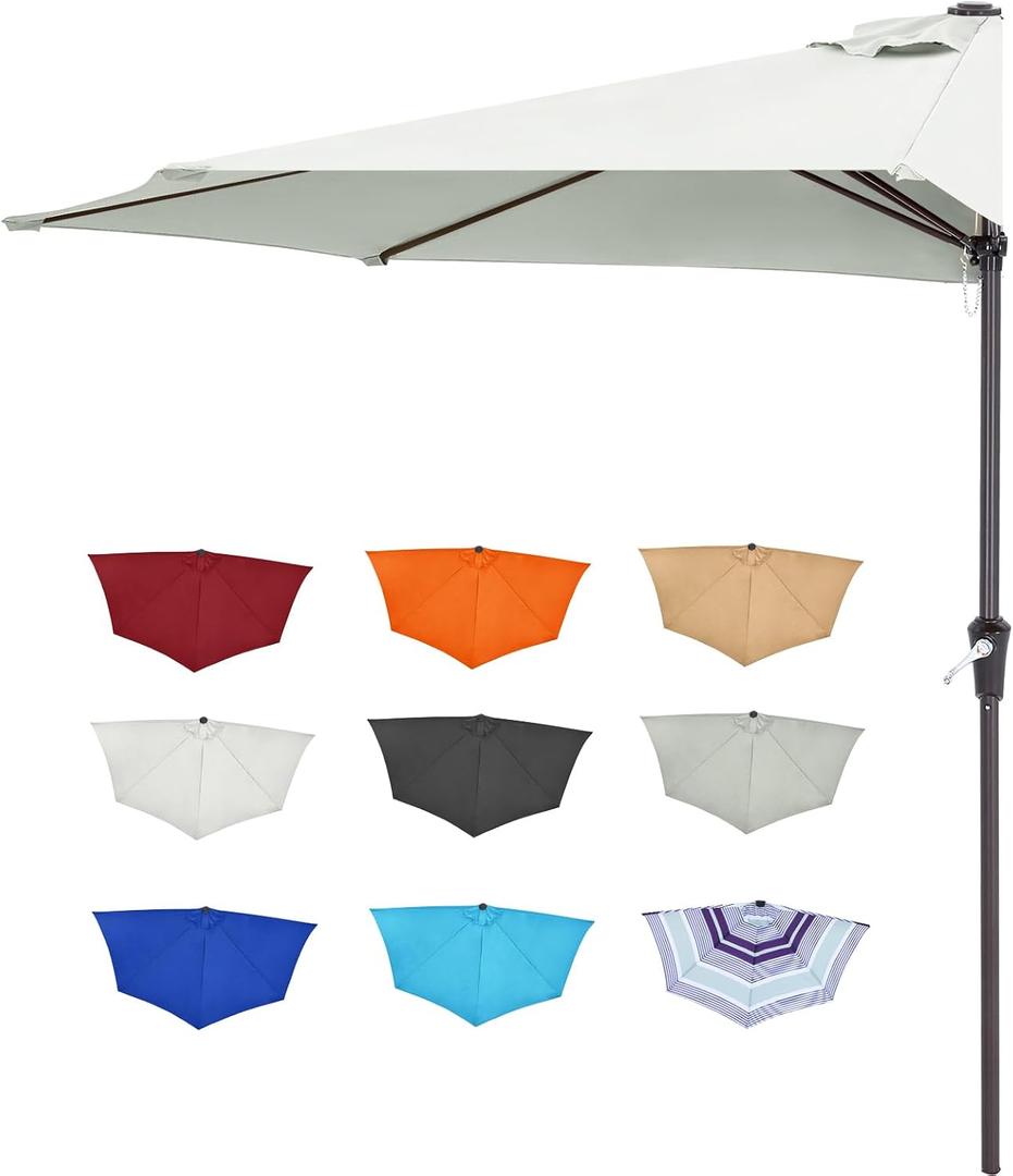 ABCCANOPY Patio Umbrella 9FT - Outdoor Half Umbrellas for Patio, Backyard, Garden, Deck (Light Beige)