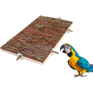15.7 11.8 inch Large Bird Perch Stand Platform, Natural Wooden Small Animals Cage Accessories, Rectangle Stand Perch Shelf for Parrot Parakeet Cockatiel Rat Hamster Guinea Pig Conures Chinchillas