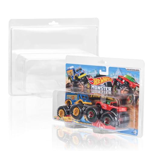 9 Pack Protective Cases Compatible with Hot Wheels Monster Trucks 2-Pack 1:64 Demolition Doubles – 0.7mm Thick PET Clamshell Clear Display Box, No PVC, Scratch-Resistant, Waterproof (10, HMWT-2 Pack)