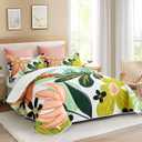 Tyrot 3 Piece Boho Floral Californial King Size Quilt Sets Farmhouse Reversible Lightweight Bedspread Coverlet with 2 Shams Botanical Microfiber Bedding Quilts Set for All Season, 118''x106''