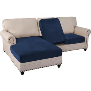 PrinceDeco Sectional Couch Covers 3 Pieces Velvet Sofa Covers L Shape Soft Couch Covers for Sectional Sofa Corner Sofa Cover Couch Cover for Dogs Washable (2 Seater + 1 Chaise)