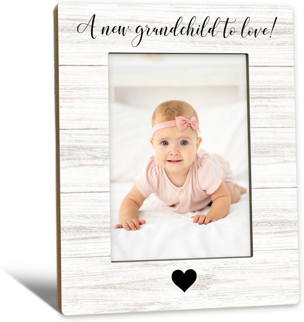 Beliran New Grandparent Gifts Picture Frame 5x7, First Time Grandparent Gifts Photo Frame, Grandparents Baby Announcement, A New Grandchild to Love Wooden Picture Photo Frames for Desk Home Room Decor