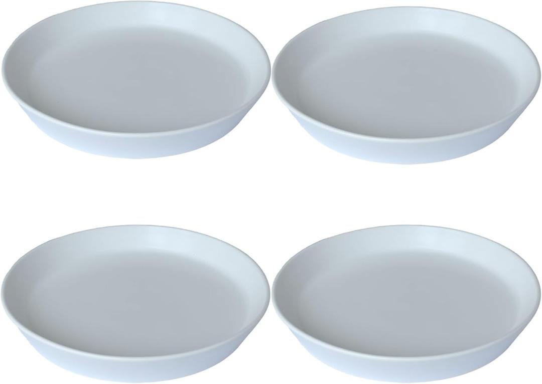 4 Pack of Plant Saucer, 5 inch Glazed Ceramic Plant Tray, Deep Drainage Tray for 4 Inch Flower Pot,Plant Dish Plate to Catch Water for Indoor & Outdoor (White)