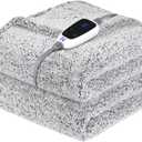 Sealy Electric Blanket Heated Throw 50"x60" Soft Double Sherpa Super Cozy with 6 Fast Heating Levels & 2-10 Hours Auto-Off, Over-Heat Protection, Machine Washable, Charcoal