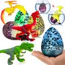 4 Pack 4.5" Large Dinosaur Hatching Surprise Eggs Dinos Eggs Toys for Kids Toddlers, Grow in Water Dinosaur Party Favors Goodie Treat Bag Basket Stuffers Gifts Birthday Classroom Prizes for Boys Girls (Black)