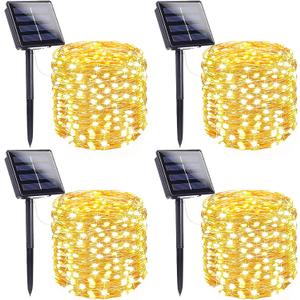 4-Pack Solar String Lights for Outside, Total 400LED Solar Fairy Lights Waterproof, Outdoor Twinkle Lights Copper Wire 8 Modes Solar Outdoor Lights for Xmas Tree Garden Party Wedding Decor (Warm White)