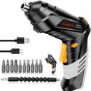 Electric Screwdriver Goldsea 4.2V Cordless Screwdriver 3.5N.m 1500mAh Type-C Charging 10pcs Screwdriver Bits 1/4 Hex Chuck 90/180 deformation handle Forward and reverse adjustment LED Light