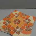 IVN 10PCS 12x12 Inch Orange Brown Retro Floral Geometric Design Floor Tiles Peel and Stick Removable Self Adhesive DIY Vinyl Flooring Stickers for Kitchen Bathroom Living Room Entryway Home Decor (Tangerine Petal Grid Tiles)
