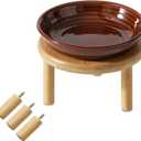 Havniva Elevated Cat Bowls Raised Ceramic Cat Dish Wide Cat Food Bowl Whisker Friendly Anti-Slip with Adjustable Stand, Shallow Pet Food & Water Dish