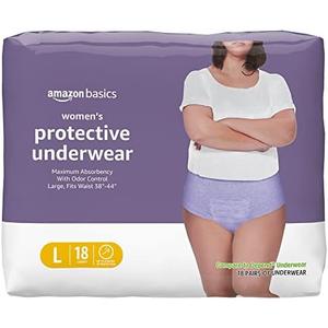 Amazon Basics Incontinence Underwear for Women, Protective, Disposable, Postpartum, Maximum Absorbency, Large, Lavender, 54 Count (3 Packs of 18) 
