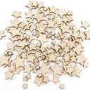DERAYEE 100 Pcs Unfinished Wooden Stars Ornaments, Assorted Size Cutout Blank Wood Pieces Star for Christmas Wedding Party DIY Crafts, 100pcs Star