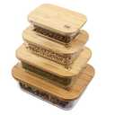 DE Glass Food Storage Containers with Bamboo Lids – 3 Pack 
(12oz/21oz/35oz/51oz)
 – BPA-Free Borosilicate Glass Meal Prep Boxes – Oven, Microwave, Freezer Safe – Stackable & Airtight
