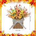 Thanksgiving Fall Door Hanger Basket Wreath Orange Sunflower Wreath, Artificial Autumn Sunflower Wreaths with Flower Mixed Leaves for Front Door Indoor Outdoor Decor Farmhouse Harvest Orange Wreaths