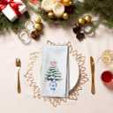 Blue and White Chinoiserie Christmas Kitchen Towels, Pink Bow Christmas Tree Hand Towels, Grandmillennial Christmas Decor Dish Towels Dishcloths Tea Towels for Kitchen, 16x24in