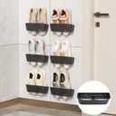 6-Pack Wall Mounted Shoe Rack with Sticky Strips, Space Saving Hanging Shoe Rack, No-Drill Hanging Shoe Shelves, Ideal for RV, Campers, Door