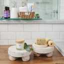 Housewarming Gifts Set of 2 Wood Display Stand Home Decor Display Risers Round Pedestal Bathroom Accessory Holder Plant Holder Table Top Kitchen Multi Purpose Organiser Set