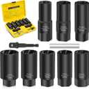 TOPEC 10PCS Deep Lug Nut Remover Heavy Duty, 1/2" Drive Impact Wheel Lock Removal Kit, Spiral Type Lug Nut Removal Tool for Removing Stripped, Broken, Damaged, Rounded Bolts, Nuts & Screws