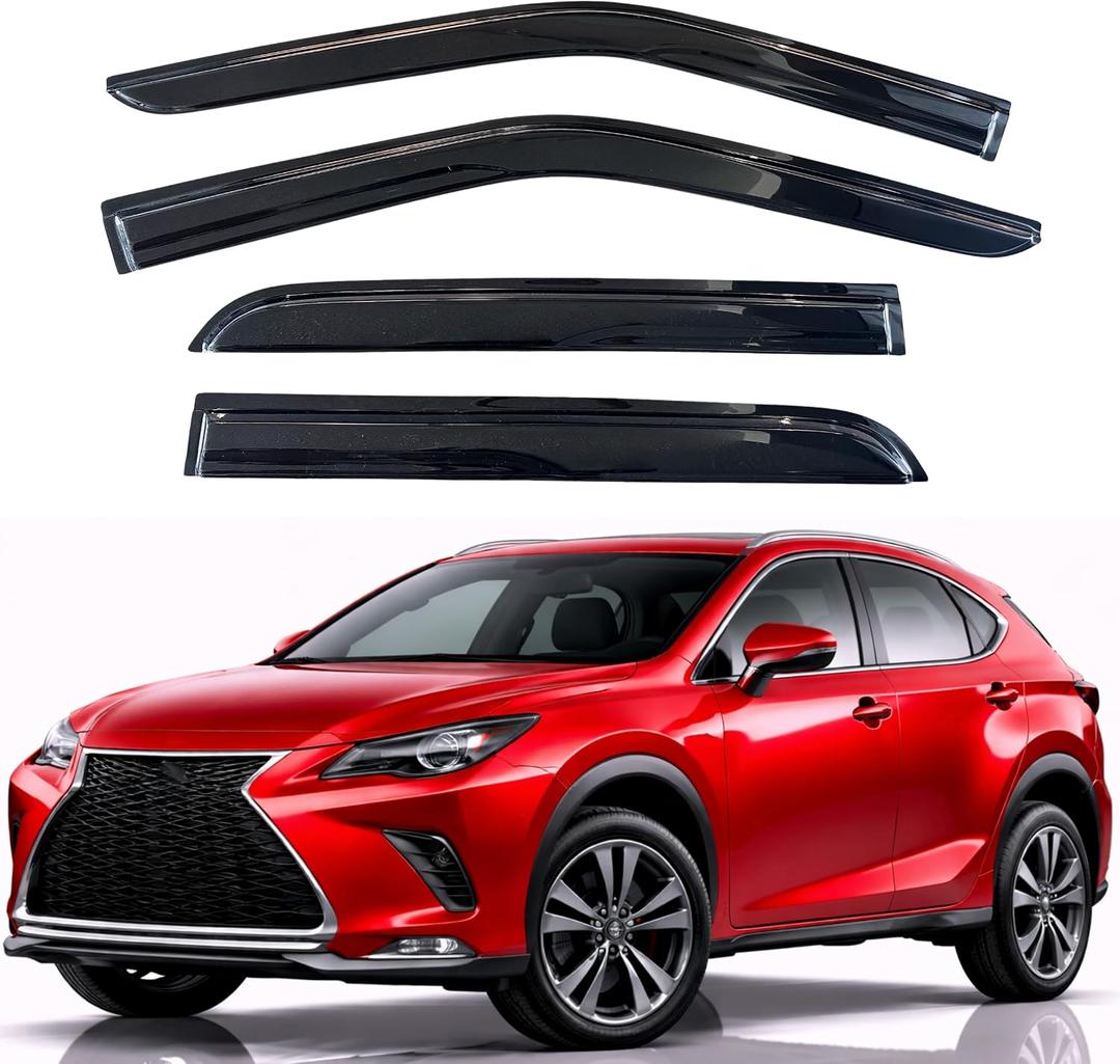KPY Rain Guards Fit for 2015-2021 Lexus NX200t NX300h, Out-Channel Window Visors Vent Wind Deflectors 4PC, Car Accessories for 15-21 Lexus NX Series