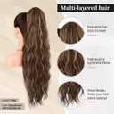 FLUFYMOOZ Ponytail Extension, 26 Inch Drawstring Ponytail Hair Extensions for Women Long Curly Wavy Ponytail Natural Synthetic Hairpiece for Women (26" Deep Brown with Dirty Blonde)