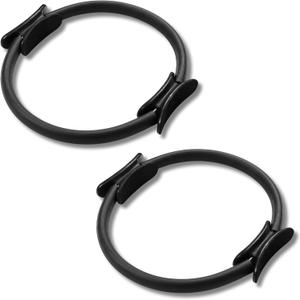 Pilates Ring Circle - 2 Pack |14" Inch Fiberglass Pilates Home Equipment | Comfortable Padded Foam Handles | Ideal for Toning, Inner Thigh and Pelvic Exercises | Use at Home, Gym Classes |