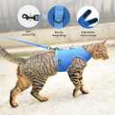 Cat Harness and Leash for Walking Escape Proof Breathable Mesh Fabric, Solid Blue, Extra Large, Adjustable Cat Walking Jackets, Padded Stylish Cat Vest