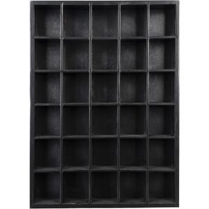 GSM Brands Shot Glass Display Case, Black Wood, Holds Set of 30 Glasses (16.7 x 12.2 - Each Opening Measures 2.52 x 2.13)
