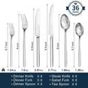 KINGSTONE 36-Piece Silverware Set with Steak Knives, Flatware Set for 6, Stainless Steel Tableware Cutlery Set for Home Restaurant, Mirror Finish, Modern Design