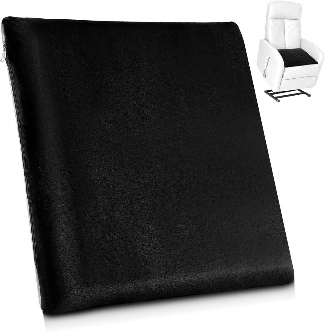 Recliner Cushion for Elderly with Memory Foam Square Seat Chair Cushion for Recliner Thick Non Slip Seat Pad for Chair, Couches(20 x 20 x 3,Black)