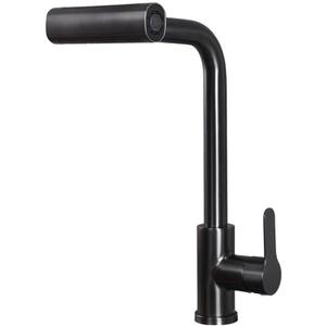 Sleek Stainless Steel Kitchen Faucet with 360 Swivel Spray Head - for Sink Mounted Hot and Cold Water Mixers, Swivels to Four Spray Modes