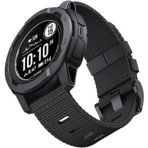 for Garmin Instinct Watch Band, Rugged Nylon Replacement Strap for Instinct 2 Instinct 3 45mm, Compatible with Garmin Instinct Solar, Tactical, Tide Esports, Sport Outdoor Work Use Replacement Band (Black (Black Buckle))
