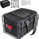 RAYMACE Bike Basket Rear with Cooler Bag and Cargo Net,Waterproof Cover,Folding Bicycle Basket, Quick Release Design Ebike Basket for Adult, Storage Groceries,Bento Lunch,Fruit, Large
