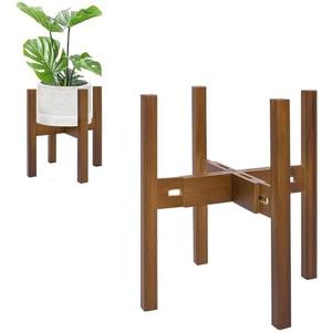 Rnined Adjustable Plant Stand Indoor,Bamboo Mid Century Modern Plants Stands, Stable Plant Holder,Fit 8 9 10 11 12 inch Pots (Pot & Plant Not Included)