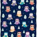 Jekeno Owl Blanket Gifts for Women Men Kids Girls Mom Halloween Christmas Birthday Gifts Home Bedroom Living Room Mother's Day Easter Decor Soft Cozy Lightweight Throw Blankets Navy Blue 50"x60"