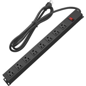 HHSOET Heavy Duty Long 8 Outlets, 14AWG Extension Cord, Black, 6FT, 1