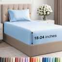 Extra Deep Pocket Twin Sheets - 3 Piece Breathable & Cooling Bed Sheets - Hotel Luxury Bed Sheet Set - Soft, Wrinkle Free & Comfy - Easily Fits Extra Deep Mattresses - Deep Pocket Light Blue Sheets (Baby Blue)