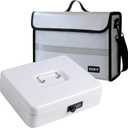 Fireproof Document Bag with Lock Box  Secure Cash, Contracts & Passports Combo