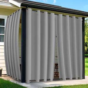 Arfntevss Outdoor Curtains for Patio Waterproof 2 Panels Blackout Extra Wide Curtains with Zipper Top & Bottom Grommet Sun Blocking Outdoor Privacy Drape for Gazebo Porch Pergola (110x120, Grey)
