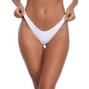 RELLECIGA Women's Thong Bikini Bottom (Medium, White)