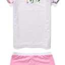 PHIBEE Girls' Short Sleeve Rash Guard Set UPF 50+ Sun Protection Two-Piece Swimwear 10