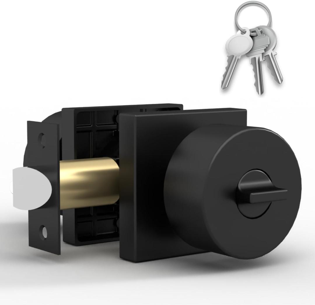 Mega Handles SUANA Entrance Door Knob for Entrance, Bedroom and Bathroom, Reversible Heavy Duty Design Door Knobs, Fits All Standard Door Sizes, Screws Included - Matte Black (1 Pack)