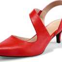 mysoft Women's Dress Shoes Low Heels 2 inch Kitten Pumps Slingback Wedding Party Medium/Wide Width Shoes, Red US 8.5