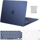 MOSISO Compatible with MacBook Air 15 inch Case M4 M3 M2 2026 2025 2024 2023 Release A3241 A3114 A2941 with Touch ID, Plastic Hard Shell Case&Keyboard Cover&Screen Film&Storage Bag, Haze Blue