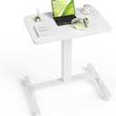 KINGSMITH Height Adjustable Mobile Standing Desk with 360 Swivel Casters, 29"-45" Pneumatic Rolling Desk on Wheels, Perfect for Home Office, Bedroom, Living Room, White