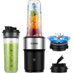 GDOR Blender for Smoothies, 900W Personal Blender with 2 * 24Oz BPA-Free To-Go Cups For Smoothies Milkshakes,and Juices,Healthy Recipe,Black